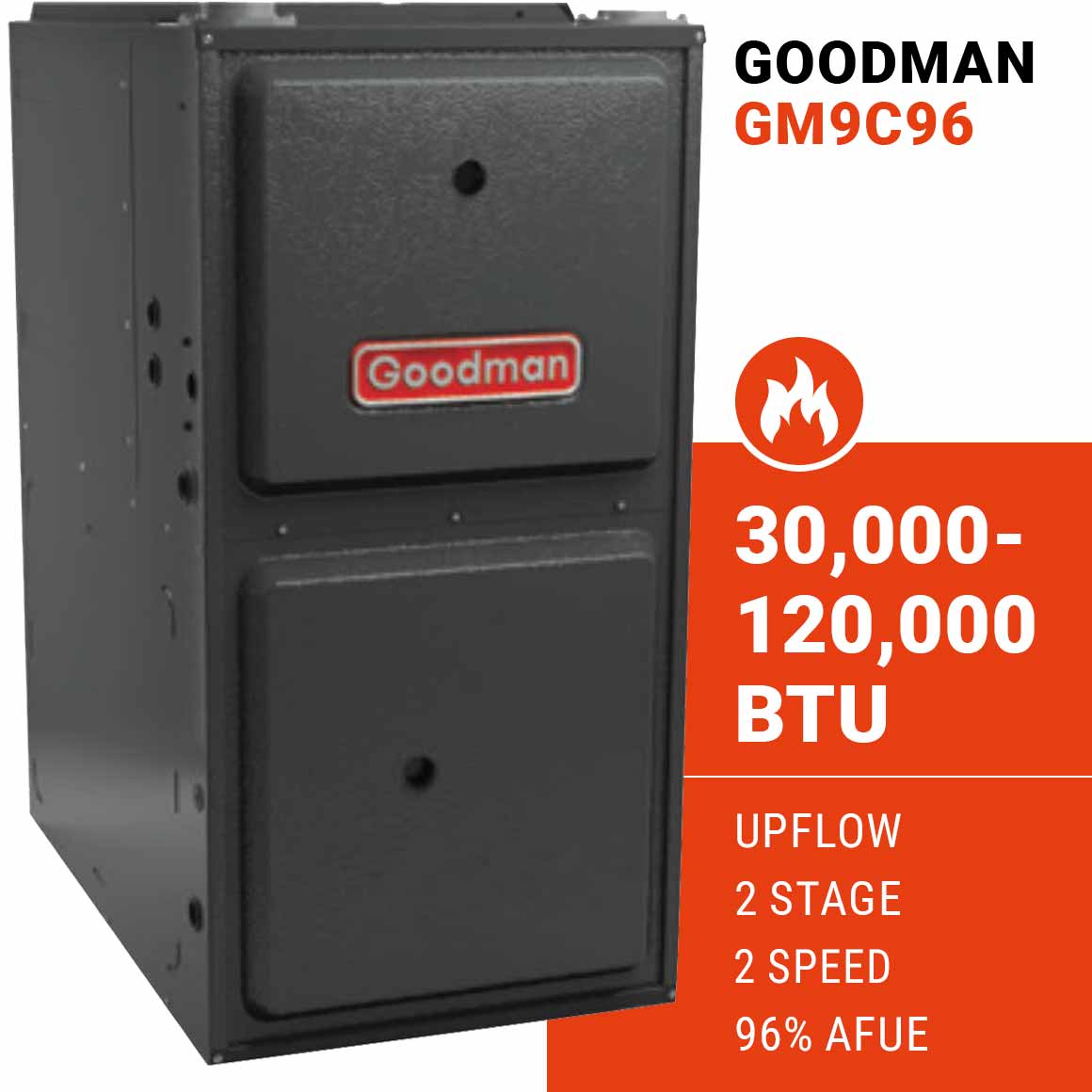 Goodman GM9C96 Gas Furnace – Upflow, 2 Stage, 9 Speed