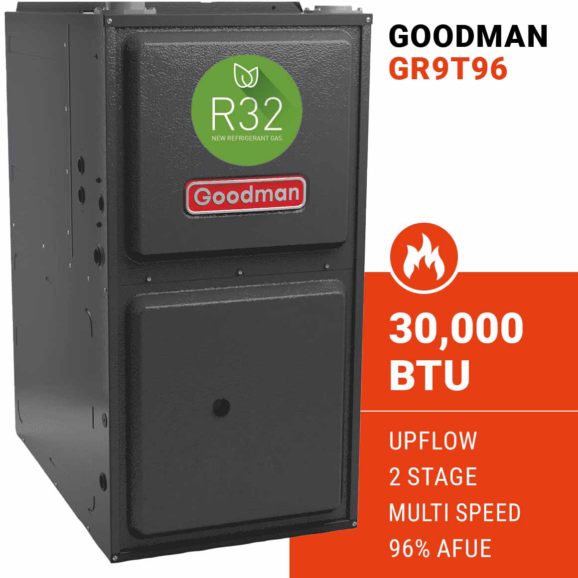 Goodman GR9T960303AN Gas Furnace – Upflow, 2 Stage, Multi Speed