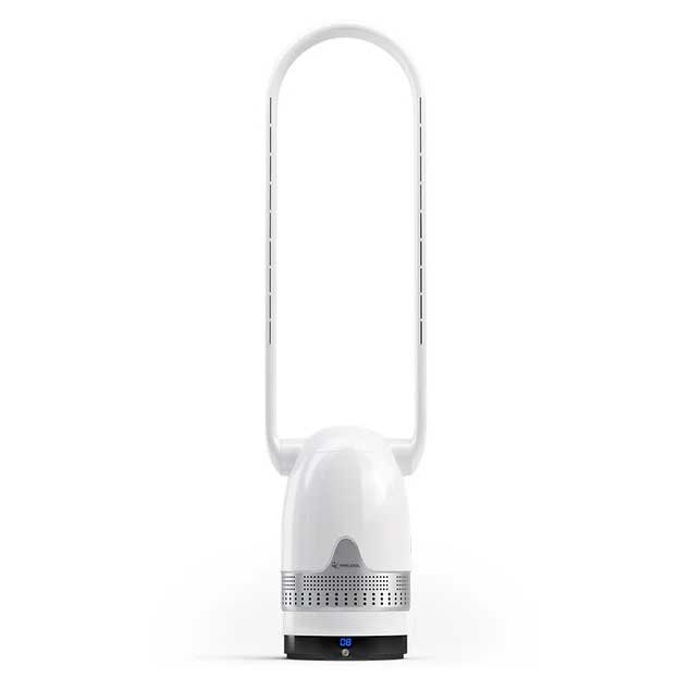 MRBREEZE Silver Oval Bladeless Fan and Air Purifier